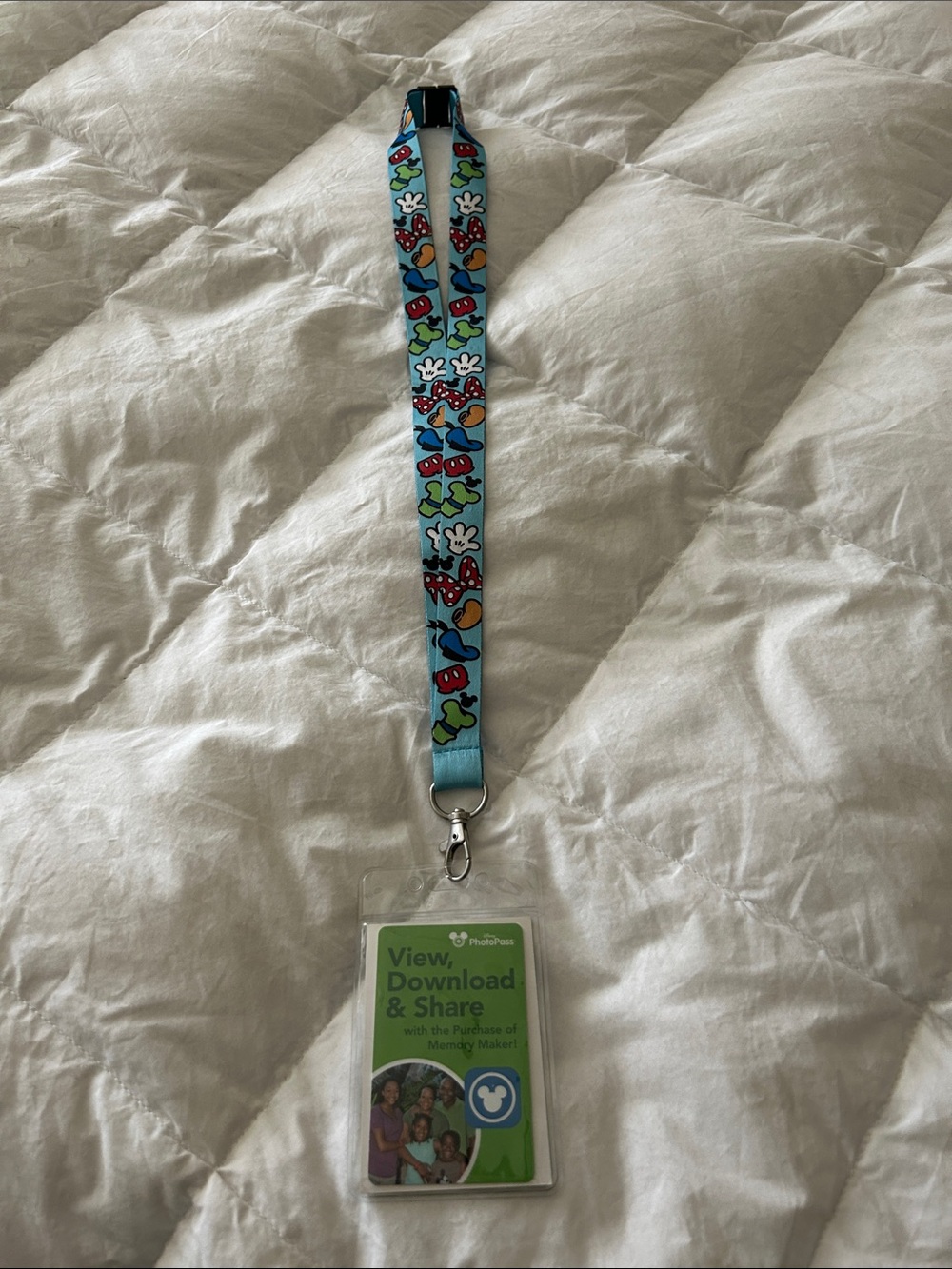 Disney Pattern Blue Lanyard with Clear ID Holder